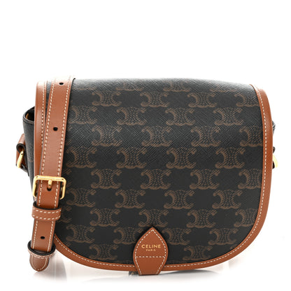 Celine Triomphe Canvas Medium Folco Bag Tan 1 of 9