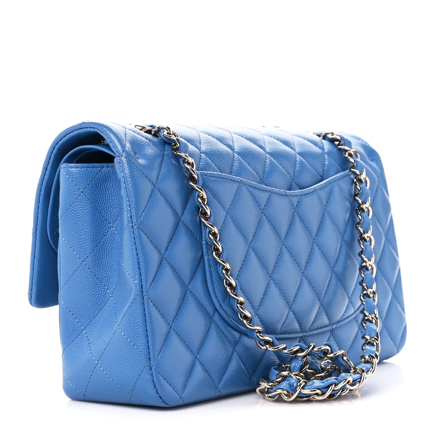 Chanel Caviar Quilted Medium Double Flap Blue 2 of 11