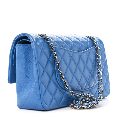 Chanel Caviar Quilted Medium Double Flap Blue 2 of 11