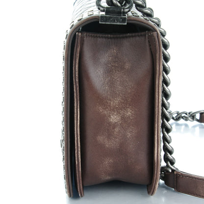 Chanel Faded Calfskin Studded Large Boy Flap Brown Beige 7 of 10
