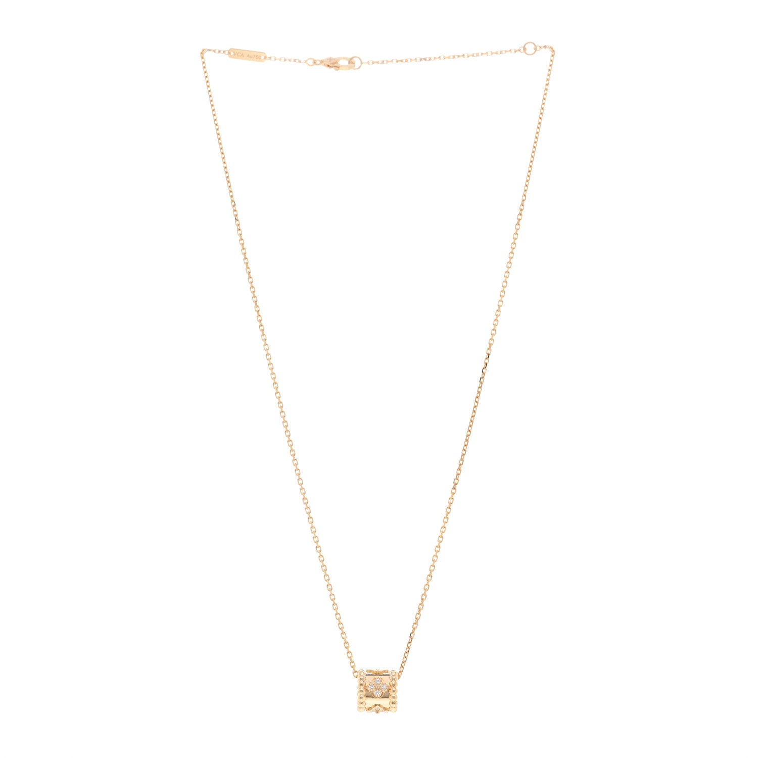 Van Cleef & Arpels 18K Yellow Gold Diamond Small Perlee Clovers Pendant Necklace 3 of 5