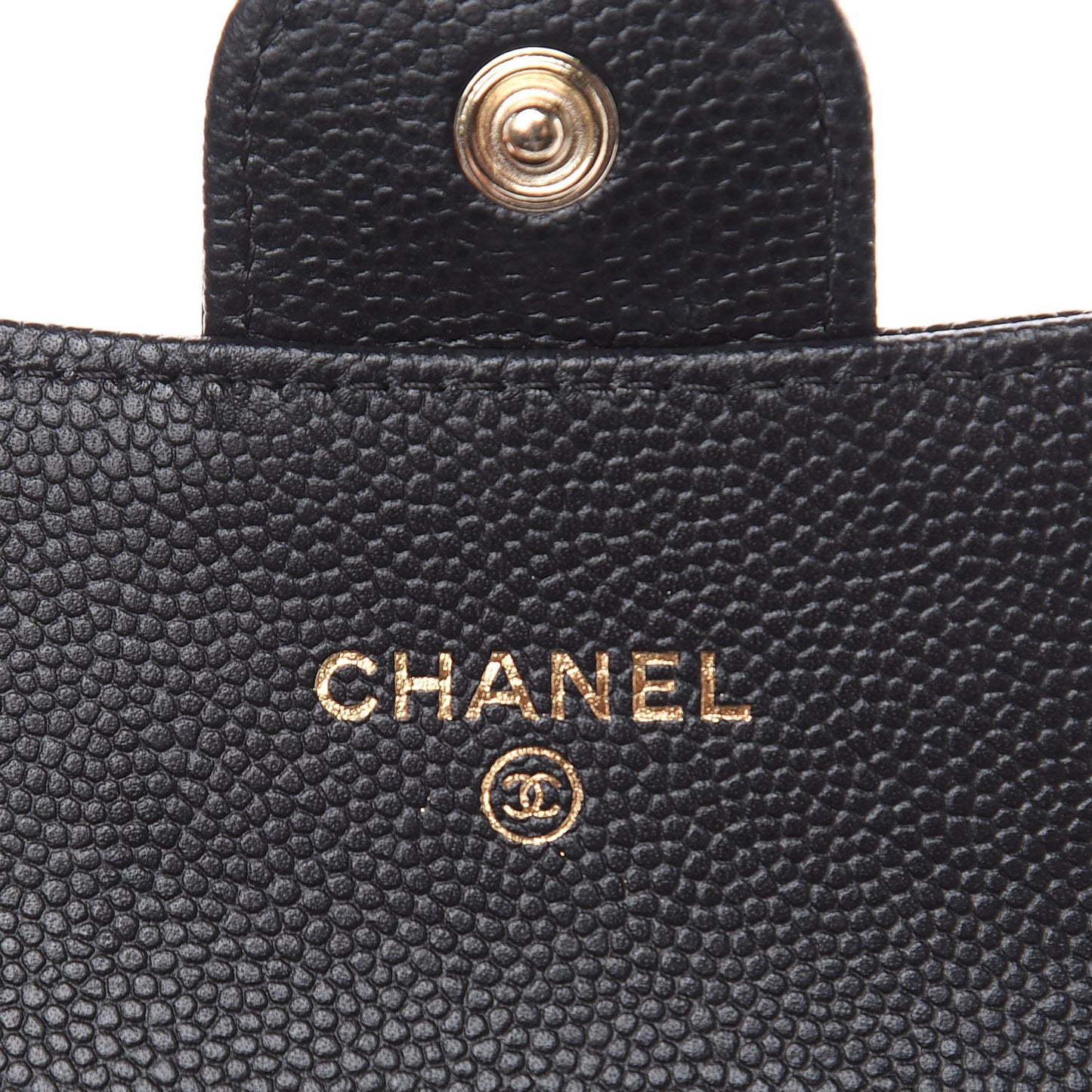 Caviar Quilted Flap Card Holder On Chain Black