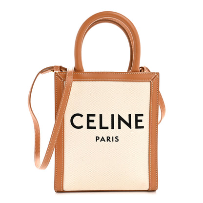 Celine Canvas Calfskin Mini Vertical Cabas Natural Tan 1 of 13