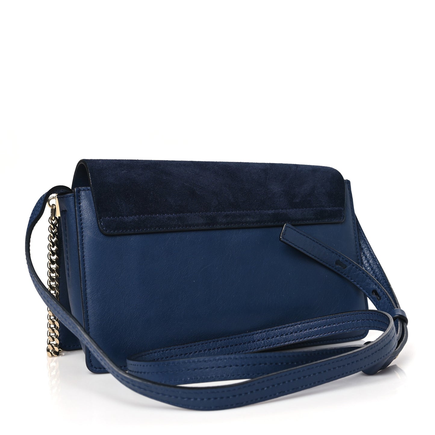 Suede Calfskin Small Faye Shoulder Bag Denim Blue