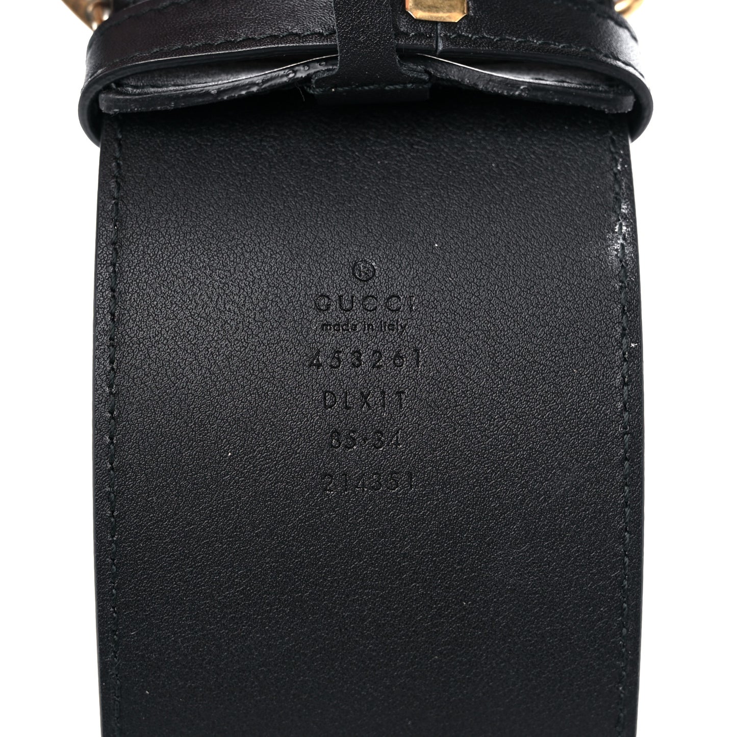Moon Calfskin Pearl Double G 70mm Belt 85 34 Black Cream