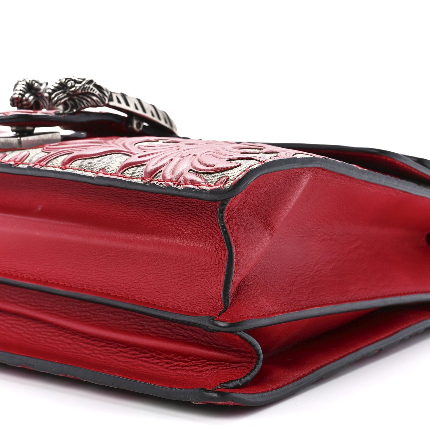 GG Supreme Monogram Arabesque Medium Dionysus Shoulder Bag Hibiscus Red