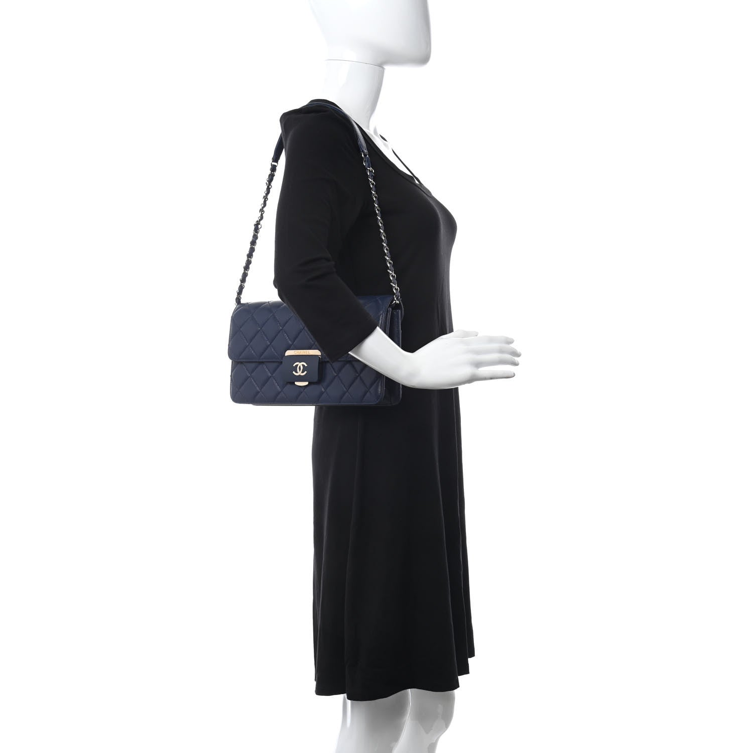Chanel Sheepskin Quilted Small Beauty Lock Flap Navy 2 of 10