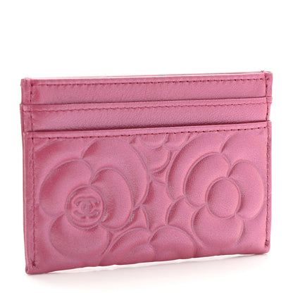Chanel Lambskin Camellia Embossed Card Holder Fuchsia 3 of 9