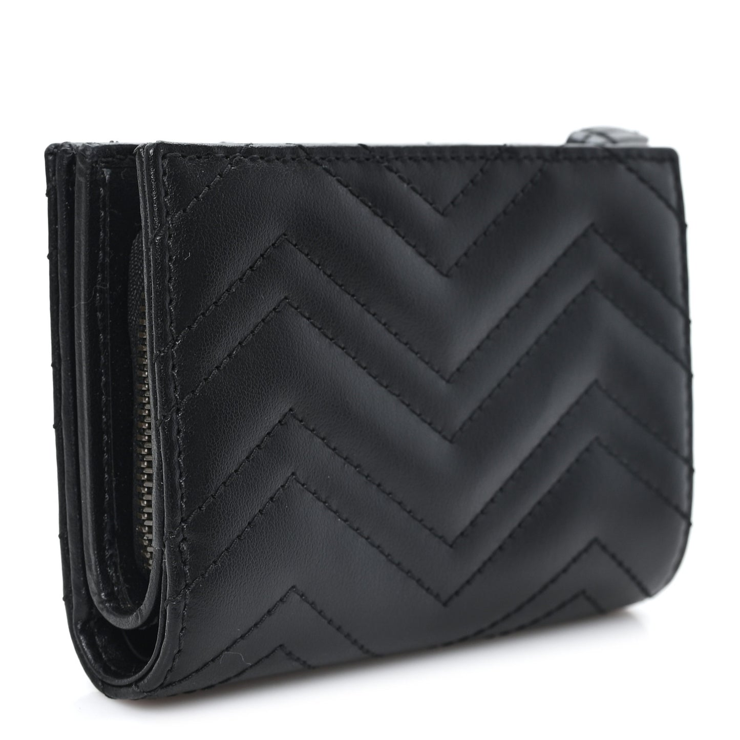 Calfskin Matelasse GG Marmont Card Case Wallet Black