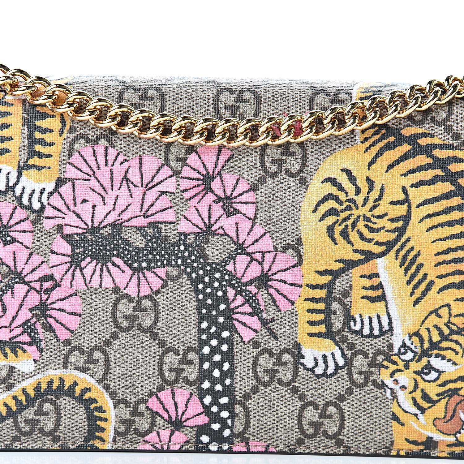 Gucci GG Supreme Monogram Bengal Chain Wallet Beige Pink 8 of 10