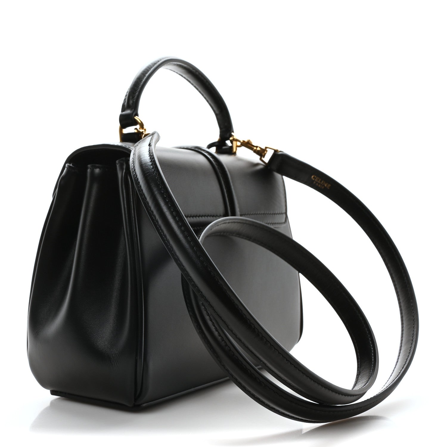 Celine Satinated Calfskin Mini 16 Top Handle Bag Black 3 of 10