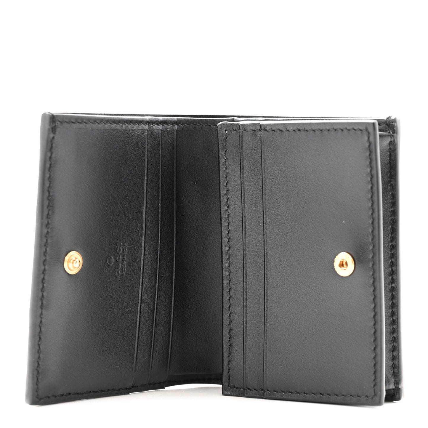 Calfskin GG Matelasse Card Case Wallet Black