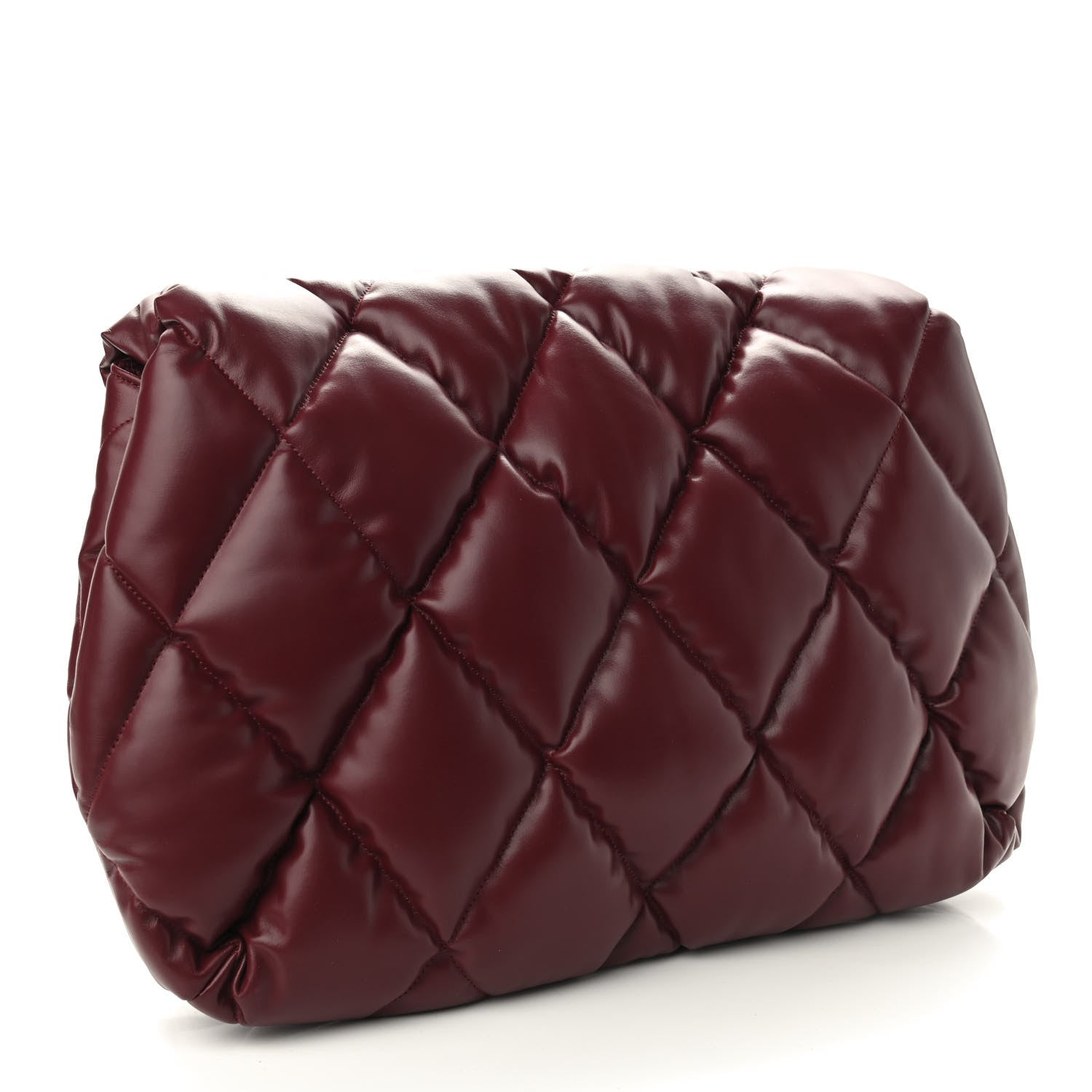 Balenciaga Nappa Calfskin Quilted Touch B Clutch Bag Dark Red 3 of 9