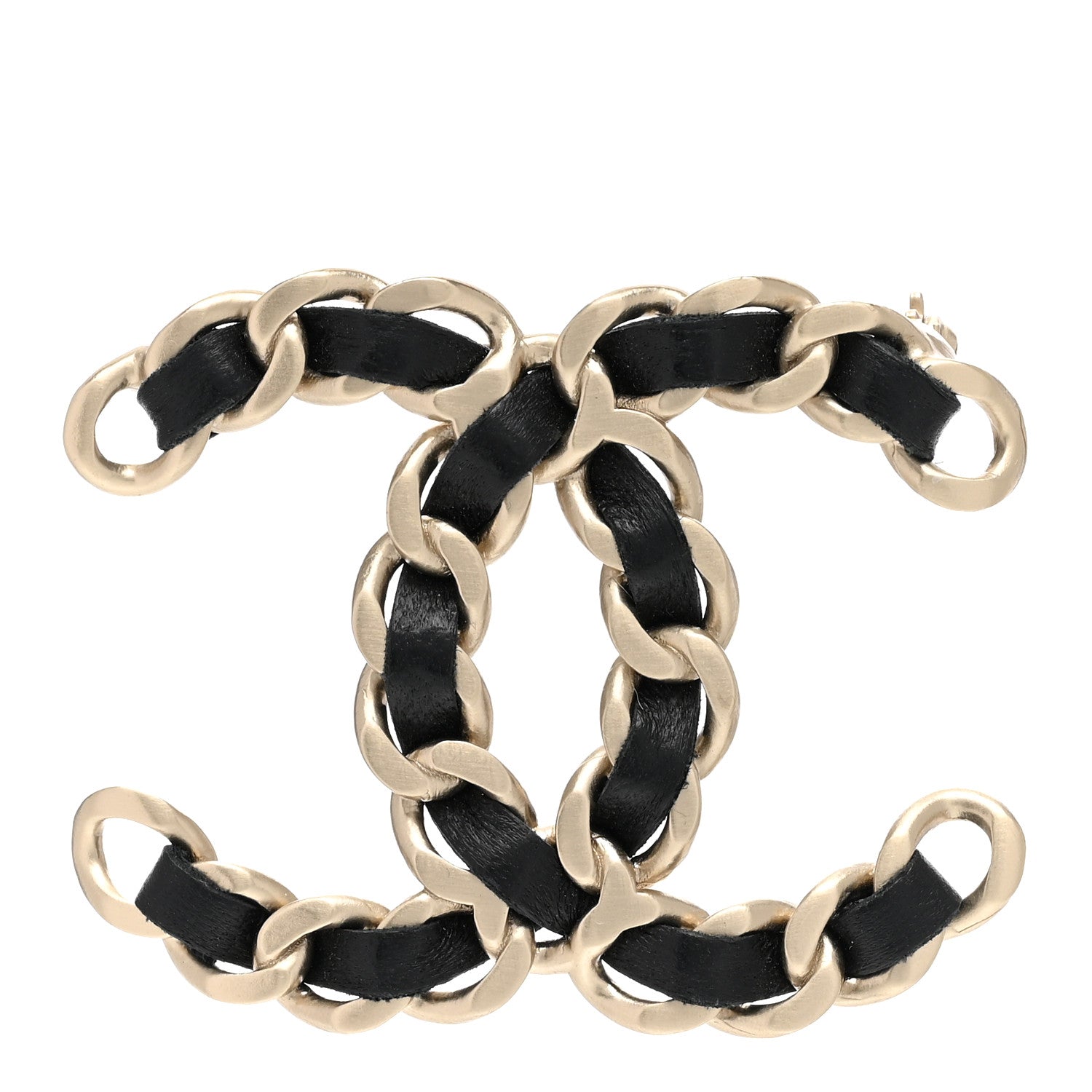 Chanel Lambskin Chain CC Brooch Black Gold 1 of 4