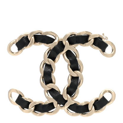 Chanel Lambskin Chain CC Brooch Black Gold 1 of 4