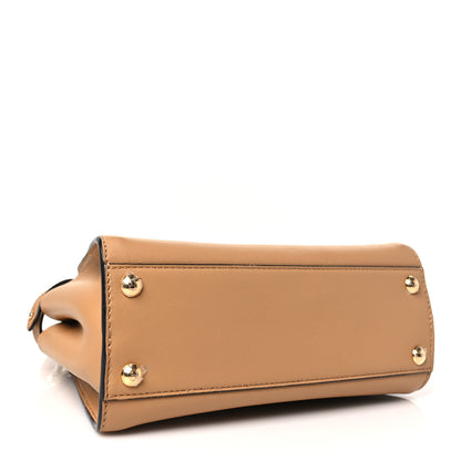 Fendi Vitello Seta Nappa FF Embossed Mini Peekaboo Iconic Satchel Miele Scuro 4 of 13