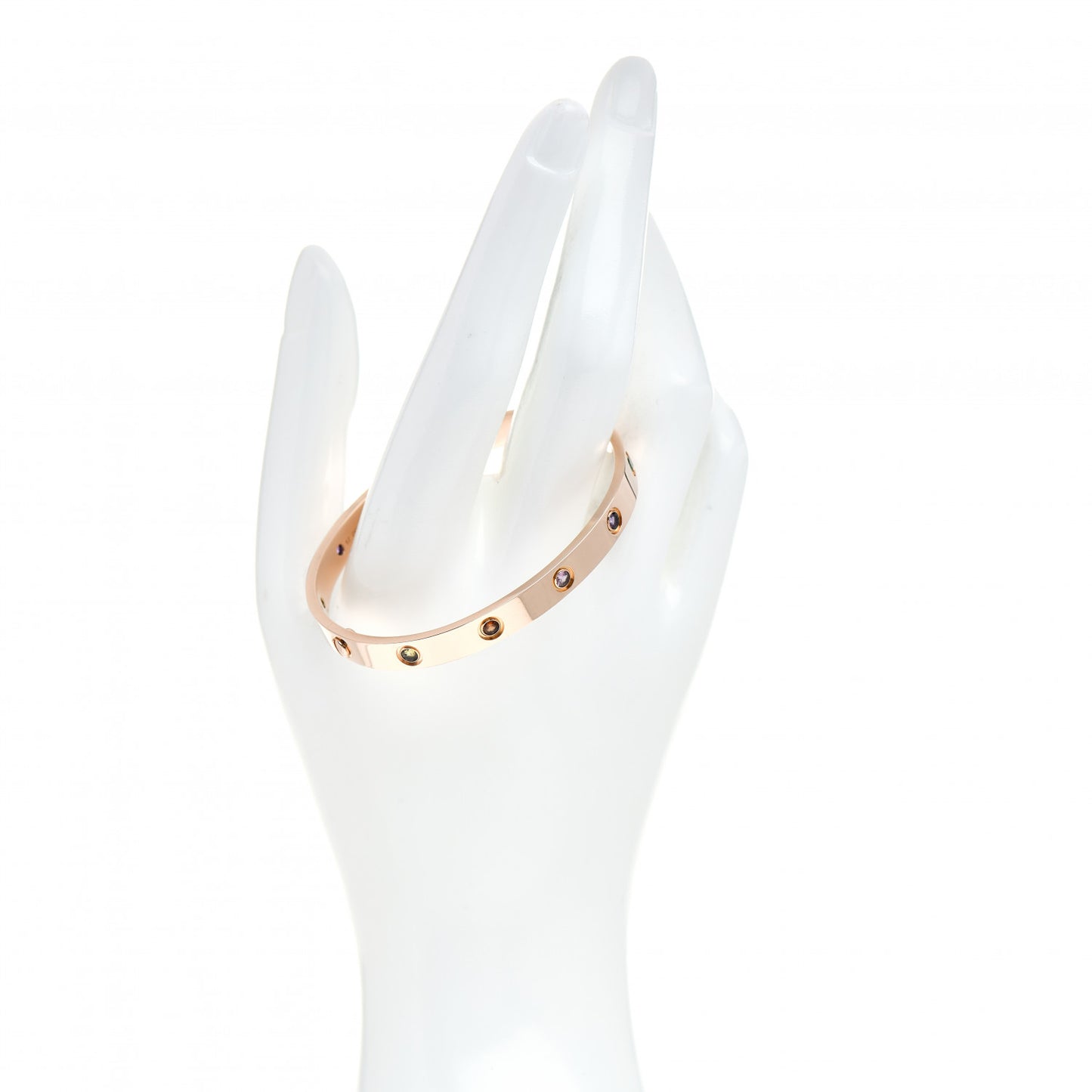 18K Pink Gold Sapphire Garnet Amethyst LOVE Bracelet 17