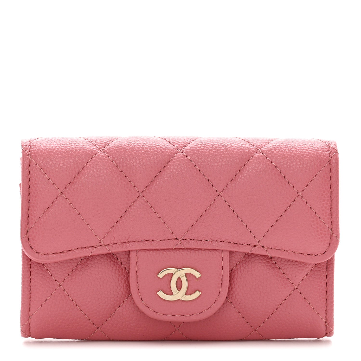 Chanel Caviar Quilted Flap Card Holder Wallet Pink 1 of 11