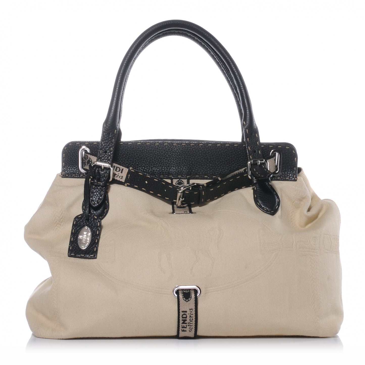 Canvas Calfskin Romano Selleria Villa Borghese Equestrian Satchel