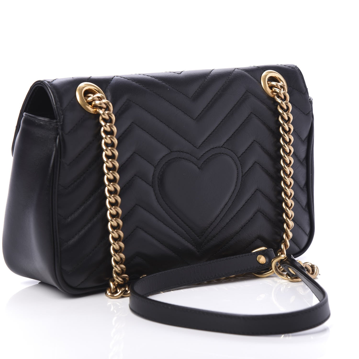 Gucci Calfskin Matelasse Small GG Marmont Shoulder Bag Black 4 of 11
