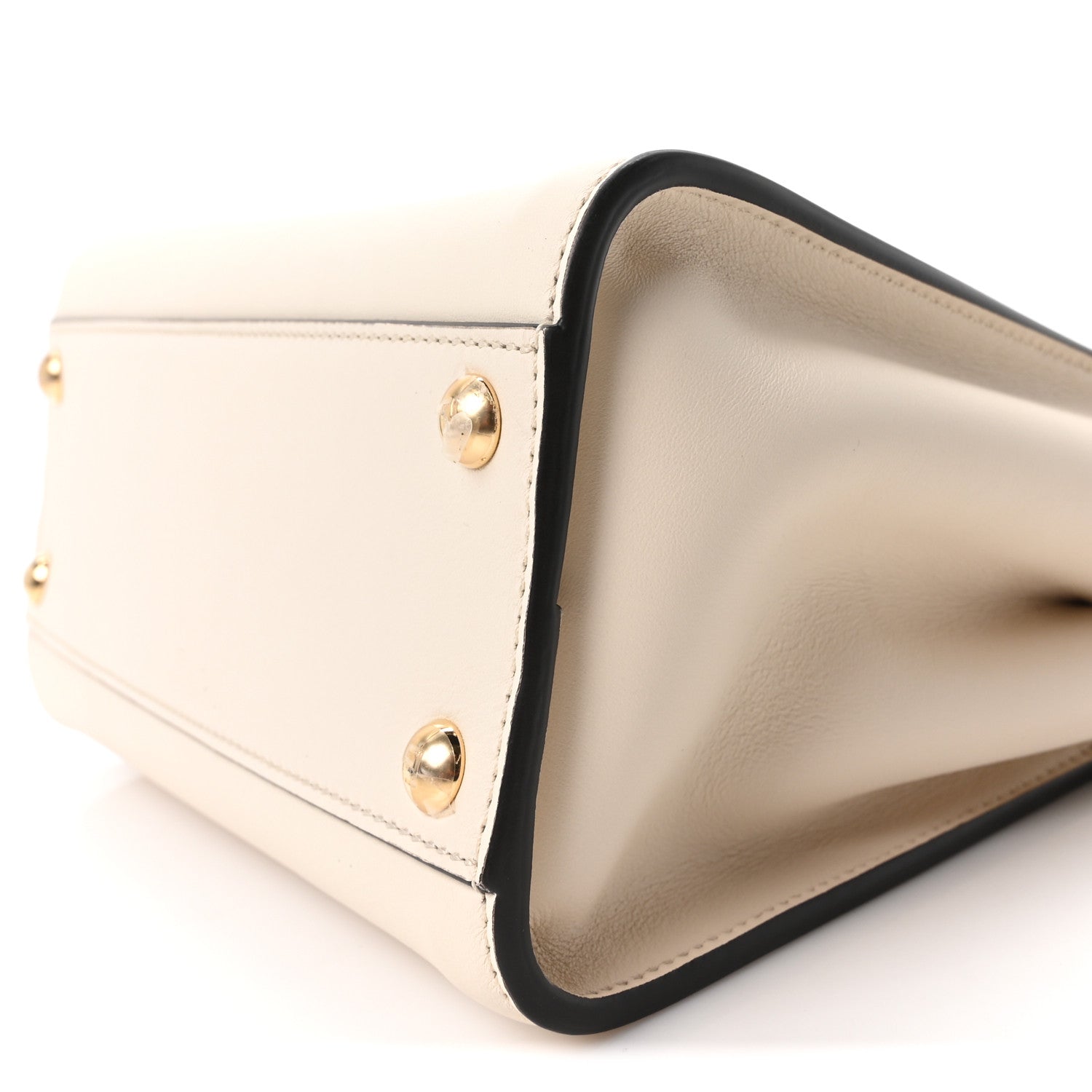 Fendi Vitello Seta Suede FF Mini Peekaboo Iconic Satchel Uovo Sigaro Marrone 9 of 9