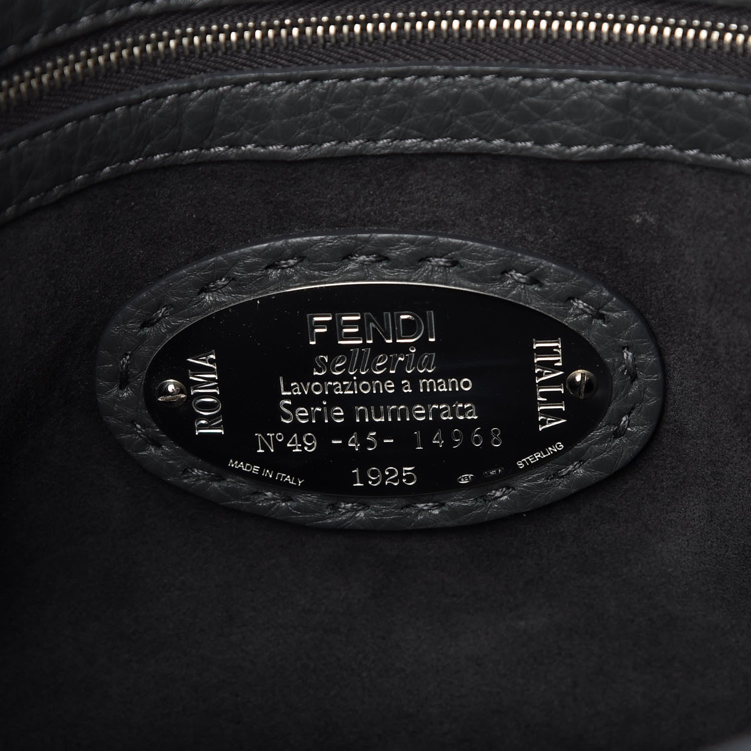 Fendi Cuoio Romano Selleria Lei Boston Tote Asfalto 356685