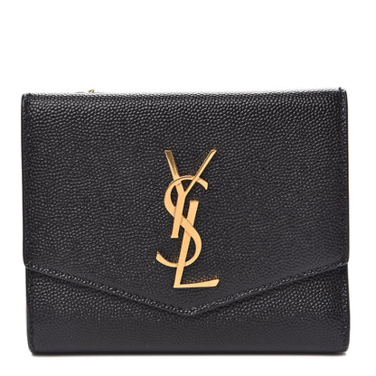 Saint Laurent Grain De Poudre Monogram Bi-Fold Wallet Black 1 of 8