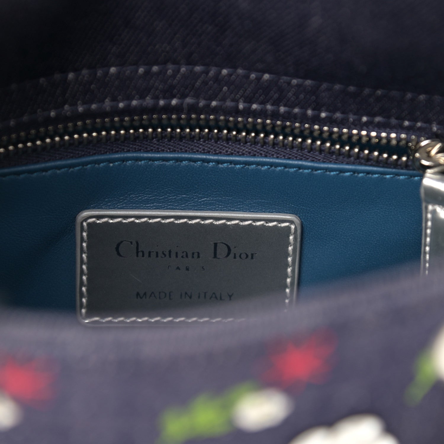 Christian Dior Denim Cannage Floral Embroidered Mini Lady Dior Blue 6 of 12