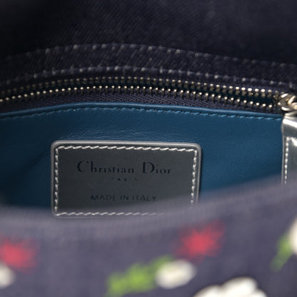 Christian Dior Denim Cannage Floral Embroidered Mini Lady Dior Blue 6 of 12