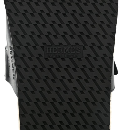 Hermes Veau Indios Woolskin Mens Chypre Sandals 41 Black Ecru 8 of 8