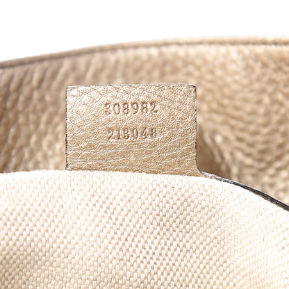 Gucci Metallic Pebbled Calfskin Medium Soho Chain Shoulder Bag Golden Beige 6 of 9