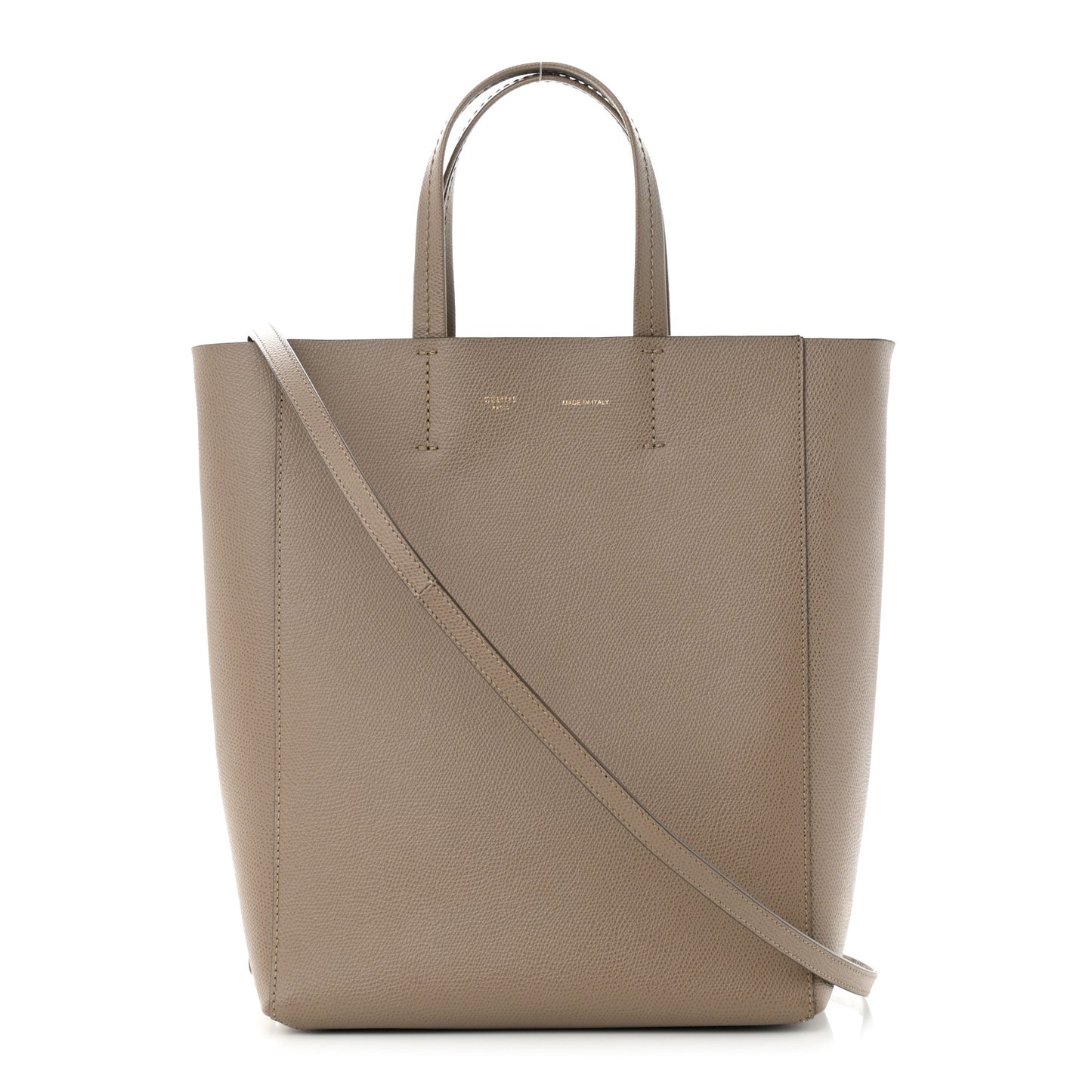 Grained Calfskin Small Vertical Cabas Beige