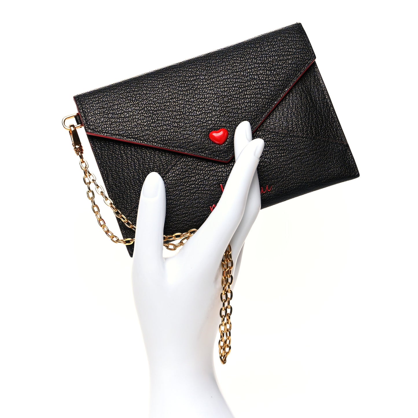 Goatskin Madras Love Wristlet Pouch Black
