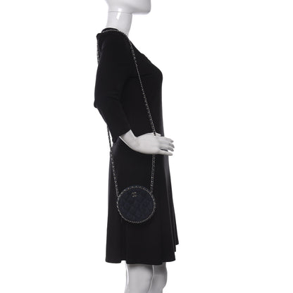 Chanel Denim Quilted Round Clutch With Chain Blue 2 of 11