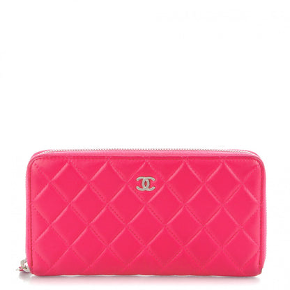 Chanel Lambskin Quilted Large Gusset Zip Around Wallet Fuchsia 1 of 9