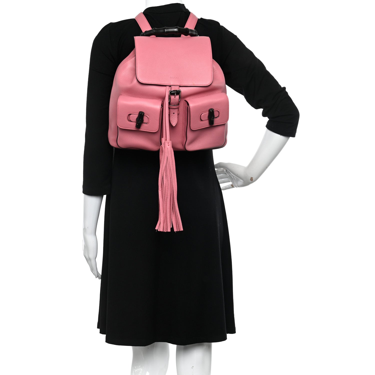 Gucci Cellarius Calfskin Medium Bamboo Backpack Glossy Pink 2 of 13