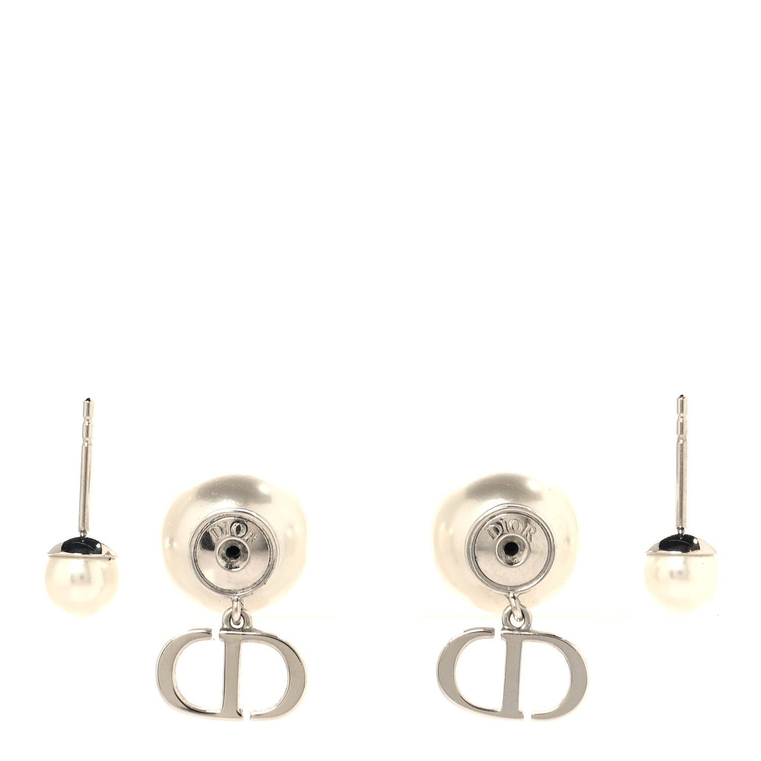 Christian Dior Metal Pearl Tribales Earrings Silver 3 of 5