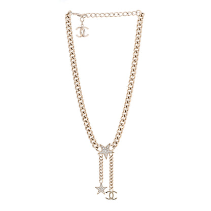 Chanel Metal Crystal Chain CC Star Pendant Choker Necklace 3 of 6