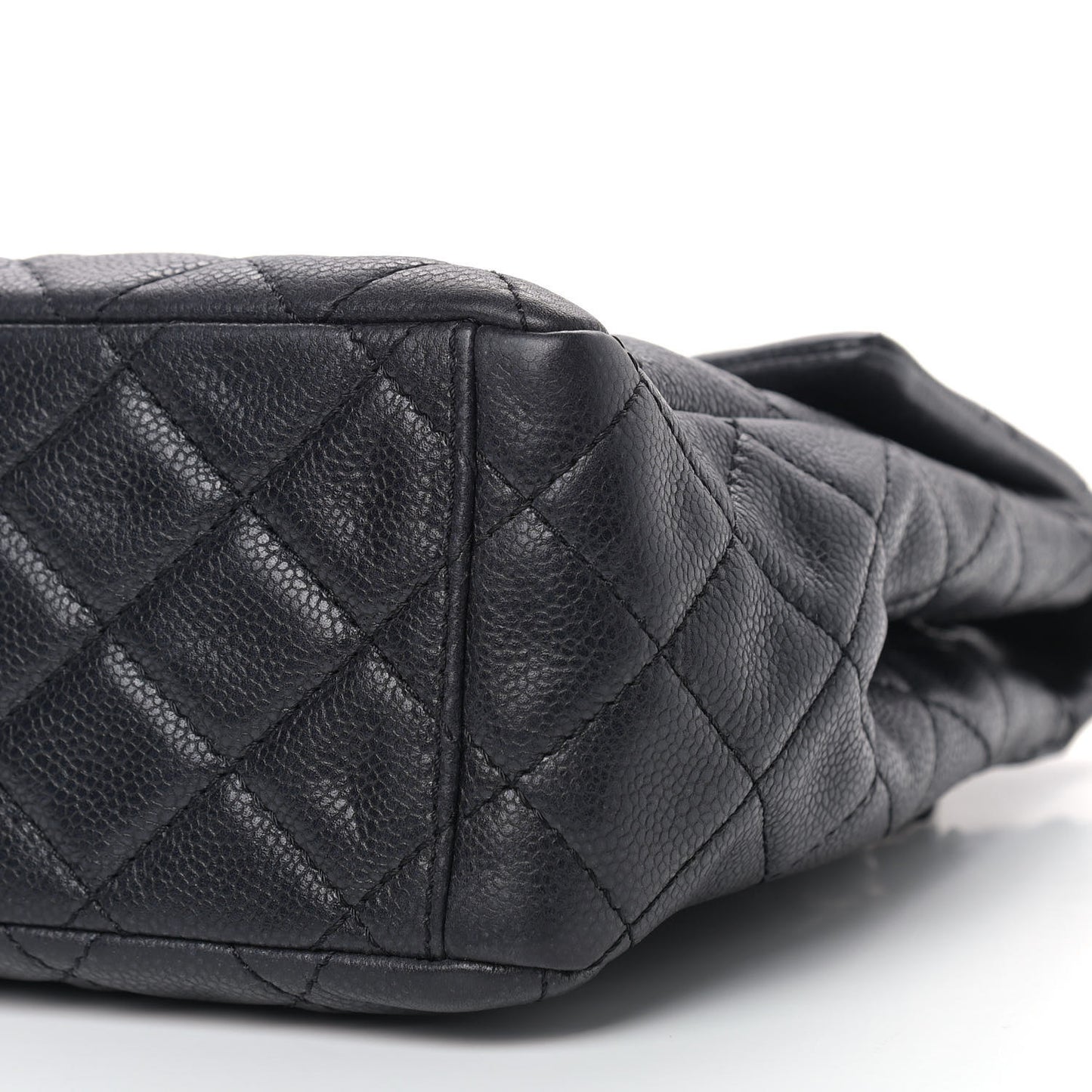 Washed Caviar Quilted Maxi Single Flap Black