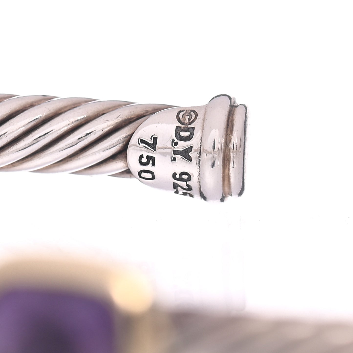 Sterling Silver 18k Yellow Gold Amethyst 4mm Station Bracelet Medium