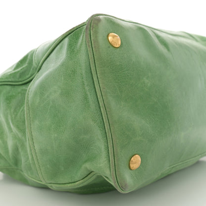 Prada Vitello Shine Shopping Satchel Green 9 of 14