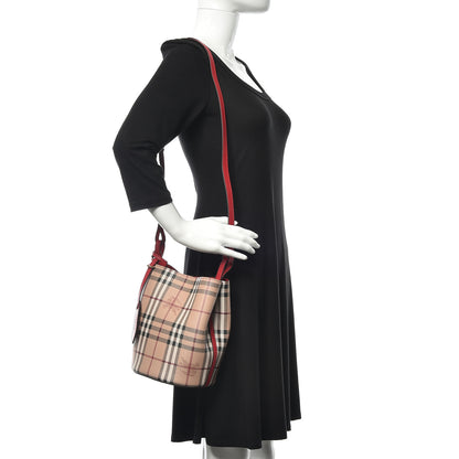 Burberry Haymarket Check Colours Small Lorne Bucket Crossbody Red 2 of 9