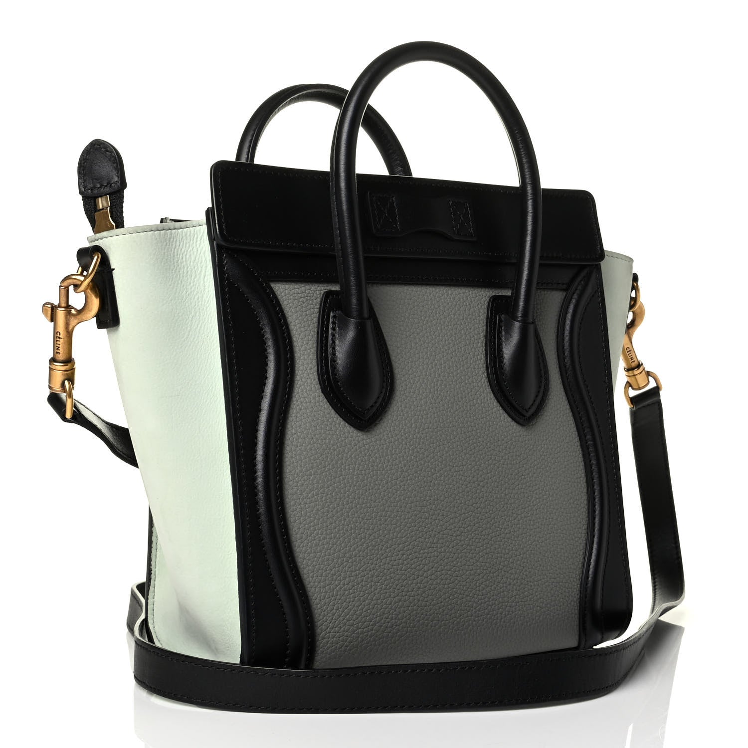 Celine Drummed Calfskin Nano Tri-Color Luggage 2 of 9