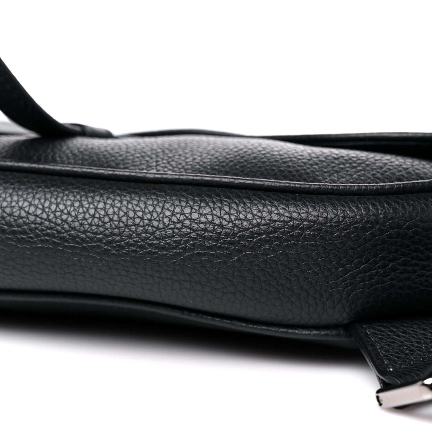 X SHAWN STUSSY Grained Calfskin Saddle Bag Black