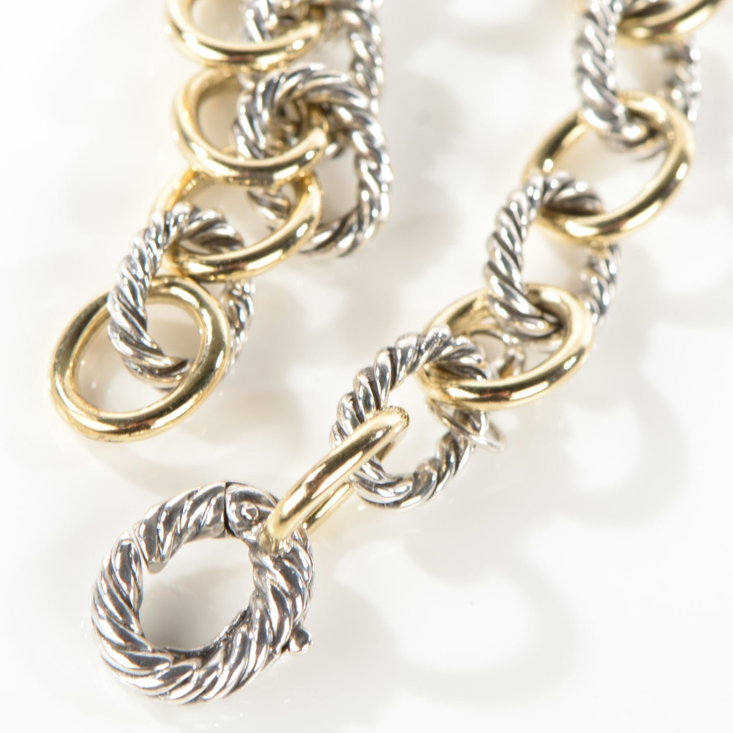 Sterling Silver 18K Yellow Gold 10mm Medium Oval Link Bracelet