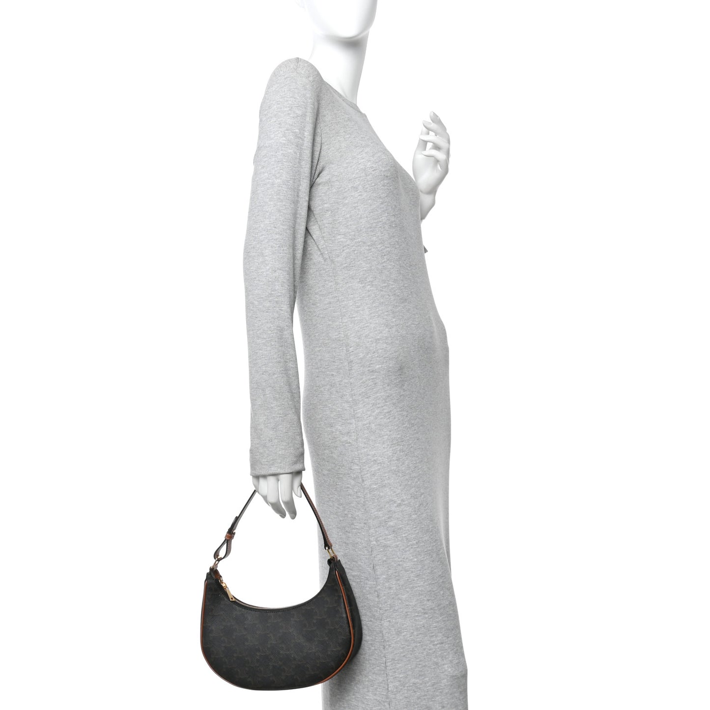 Triomphe Canvas Calfskin Ava Shoulder Bag Tan