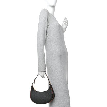 Celine Triomphe Canvas Calfskin Ava Shoulder Bag Tan 2 of 12