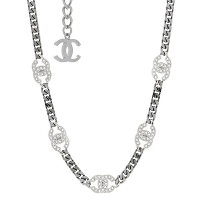 Chanel Ruthenium Crystal Chain CC Choker Silver 1 of 5