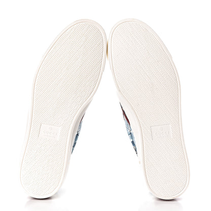 Gucci GG Supreme Monogram Blooms Womens Slip On Sneakers 38 Beige Blue Navy Red 5 of 8