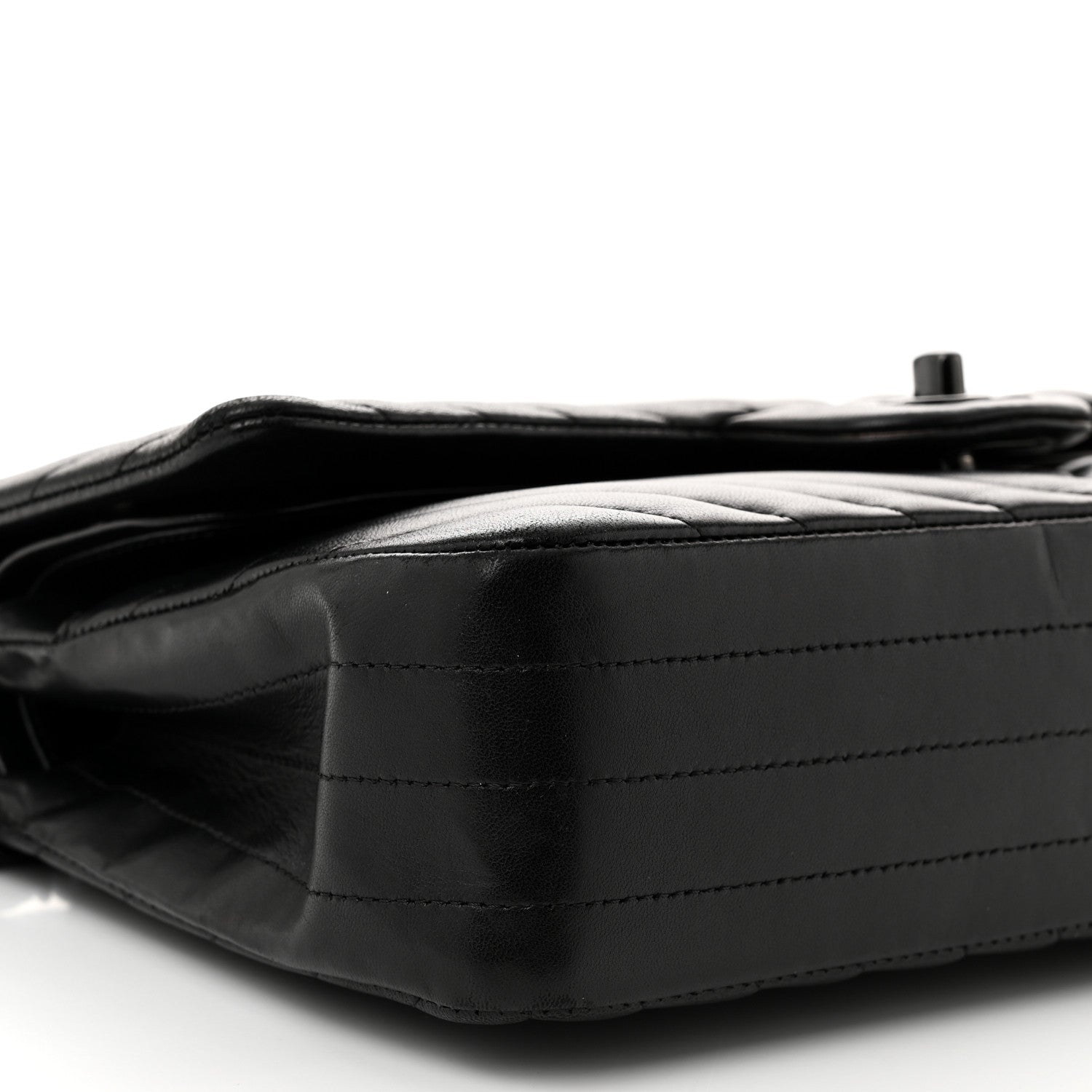 Chanel Lambskin Chevron Quilted Medium Double Flap So Black 9 of 11